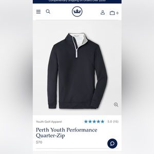 Peter Millar boys Perth Youth Performance Pullover size L(11/12) black